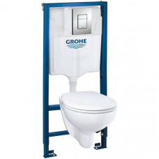Комплект унитаза с инсталляцией Grohe Solido Compact 39586000 с сиденьем Микролифт и клавишей смыва Хром Комплект унитаза с инсталляцией Grohe Solido Compact 39586000 с сиденьем Микролифт и клавишей смыва Хром